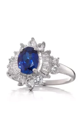 Created Sapphire and Created White Sapphire Ring in Sterling Silver