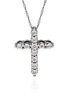 1/10 ct. t.w. Diamond Pendant Cross Necklace in Sterling Silver