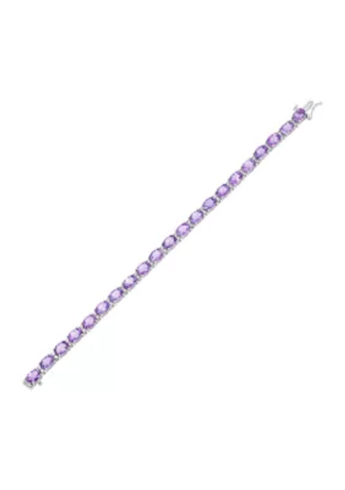 Amethyst White Topaz Bracelet in Sterling Silver