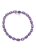 Amethyst White Topaz Bracelet in Sterling Silver