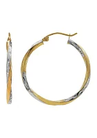 10K Two-Tone Twisted Hoop Earrings