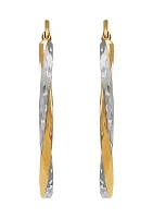 10K Two-Tone Twisted Hoop Earrings