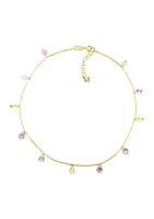 Dangle Heart Drop Anklet in 10K Yellow, White, and Rose Gold