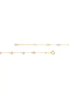 Dangle Heart Drop Anklet in 10K Yellow, White, and Rose Gold