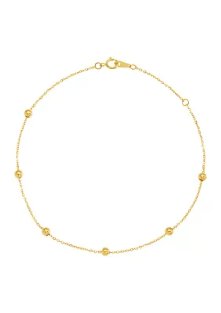 Tincup Beads Anklet in 10K Yellow Gold