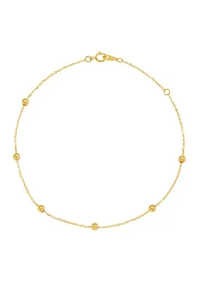 Tincup Beads Anklet in 10K Yellow Gold