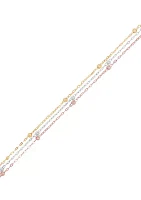 Triple Strand Tin Cup Anklet in 10K Tri-Tone Gold