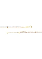 Triple Strand Tin Cup Anklet in 10K Tri-Tone Gold