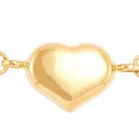 Heart Station On Mirror Chain Anklet in 10K Yellow Gold