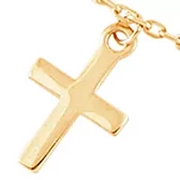 Beads and Cross Tincup Drop Anklet in 10K Yellow Gold