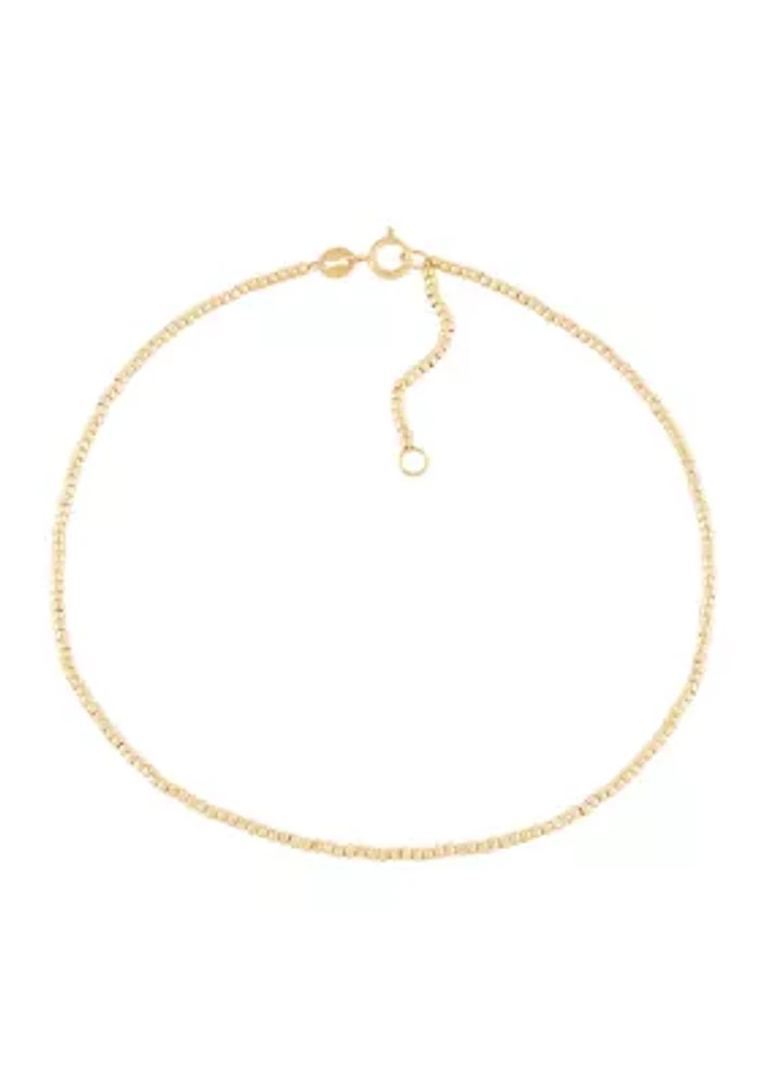 1.5 Millimeter Beads Anklet in 10K Yellow Gold