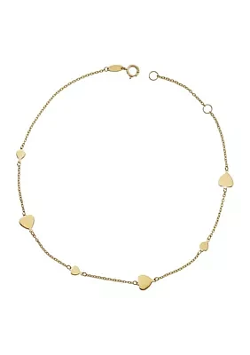 Heart Station on Forzantina Anklet in 10K Yellow Gold