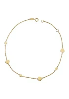 Heart Station on Forzantina Anklet in 10K Yellow Gold