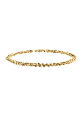 Two Row Hollow Light Rope Bracelet in 10K Yellow Gold