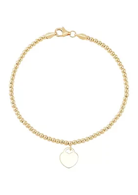 Dangle Heart Beaded Chain Bracelet in 10K Yellow Gold