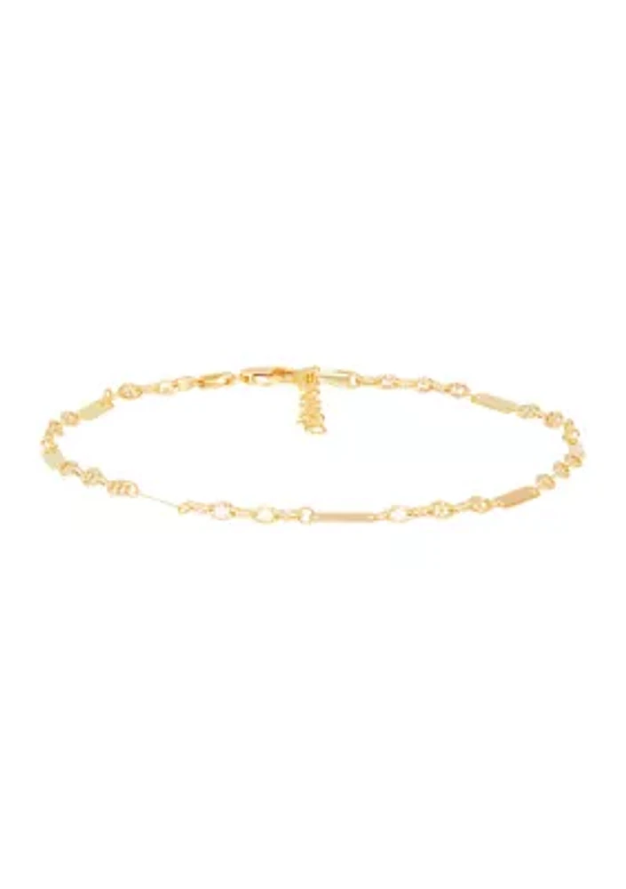 2.7 Millimeter Hollow Bar Links Anklet in 10K Yellow Gold