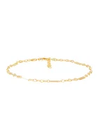 2.7 Millimeter Hollow Bar Links Anklet in 10K Yellow Gold