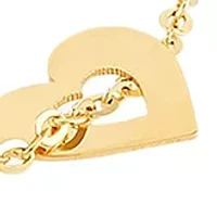 Heart Beaded Station Flat Bolo Bracelet in 10K Yellow Gold