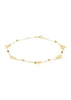 Heart Beaded Station Flat Bolo Bracelet in 10K Yellow Gold