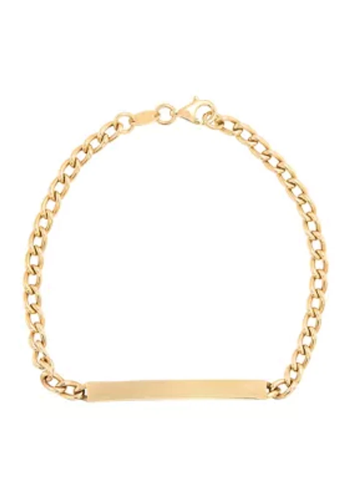 Curved Bar Curb Bracelet in 10K Yellow Gold