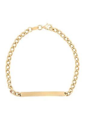 Curved Bar Curb Bracelet in 10K Yellow Gold