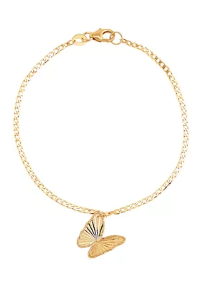 Slanted Butterfly Bracelet in 10K Yellow Gold