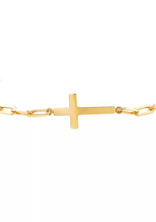 Belk & Co Cross and Heart Paperclip Bracelet