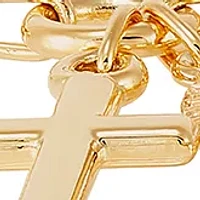 Cross and Medallion Bracelet in 10K Yellow Gold