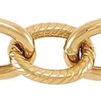 Oval Link with Dangle Toggle Bar Bracelet in 10K Yellow Gold