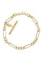 Oval Link with Dangle Toggle Bar Bracelet in 10K Yellow Gold