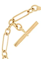 Oval Link with Dangle Toggle Bar Bracelet in 10K Yellow Gold