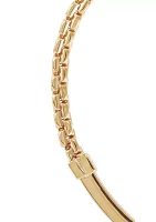 4 Millimeter Curved ID Link Bracelet in 10K Yellow Gold