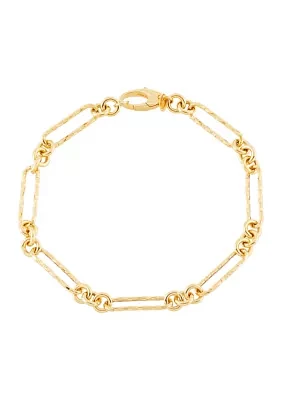 Paperclip Fact Basketweave Design Bracelet in 10K Yellow Gold