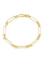 Paperclip Fact Basketweave Design Bracelet in 10K Yellow Gold