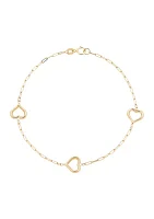 Heart Station Bracelet in 10K Yellow Gold