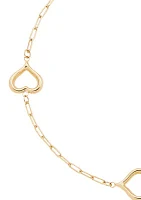 Heart Station Bracelet in 10K Yellow Gold