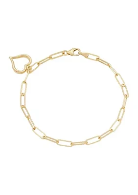 Dangle Heart Bracelet in 10K Yellow Gold