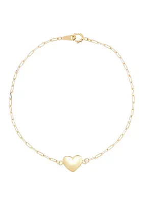 Center Heart Bracelet in 10K Yellow Gold