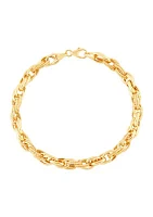 5.5 Millimeter Hollow Oval Links Bracelet in 10K Yellow Gold