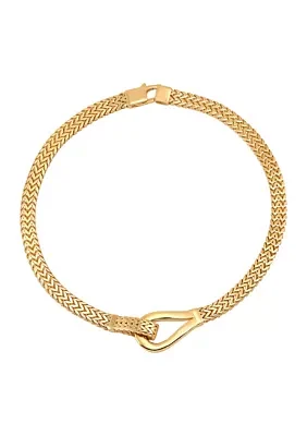 Oval Shape Mesh Chain Bracelet in 10K Yellow Gold