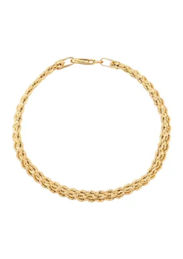 Triple Rows Hollow Rope Chain Bracelet in 10K Yellow Gold