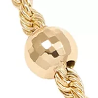 Beads Station Rope Chain with Center Cross Bracelet in 10K Yellow Gold