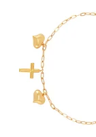 Heart and Cross Bracelet in 10K Yellow Gold