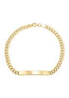 Curved Bar on Curb Chain Bracelet in 10K Yellow Gold