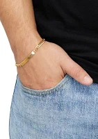 Curved Bar on Curb Chain Bracelet in 10K Yellow Gold