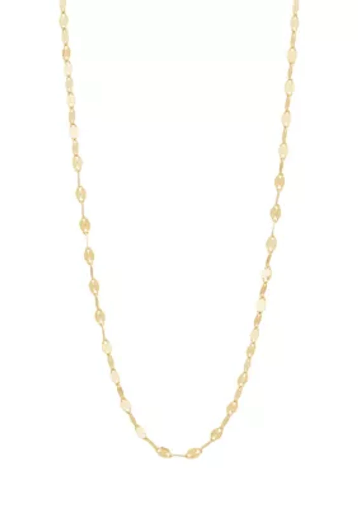 Flower Mirror Chain Necklace in 10K Yellow Gold