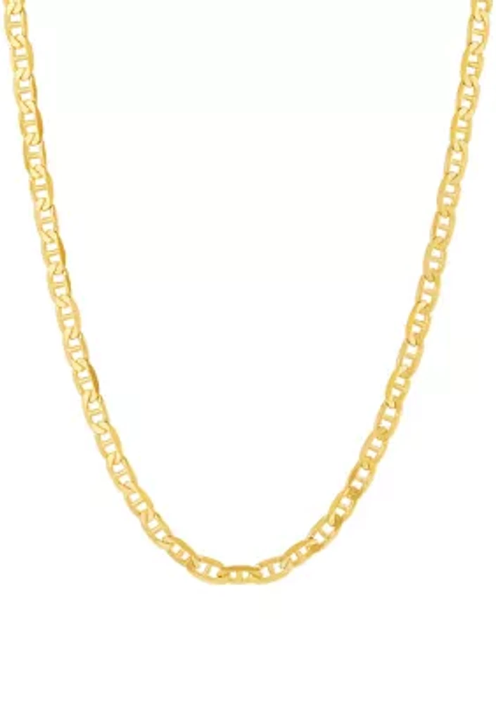 Solid Beveled Mariner Chain Necklace in 10K Yellow Gold