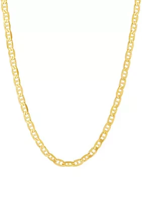 Solid Beveled Mariner Chain Necklace in 10K Yellow Gold