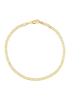 Solid Beveled Mariner Bracelet in 10K Yellow Gold