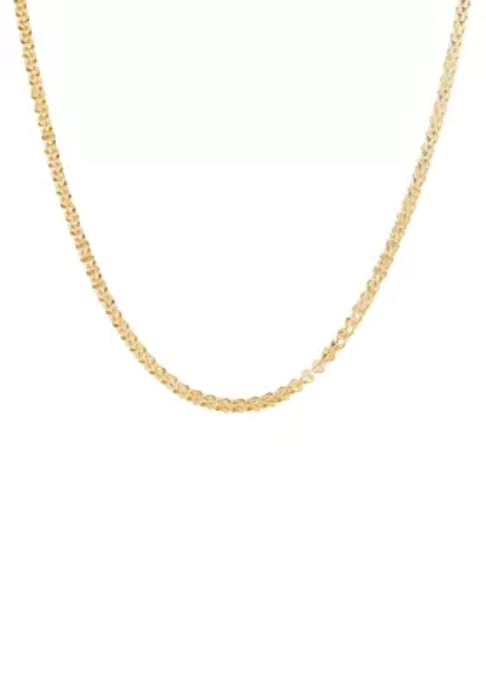 Solid Foldover Heart Chain in 10K Yellow Gold